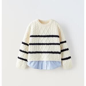 Zara MIXED‎ STRIPED KNIT SWEATER Size 9-12 Months
